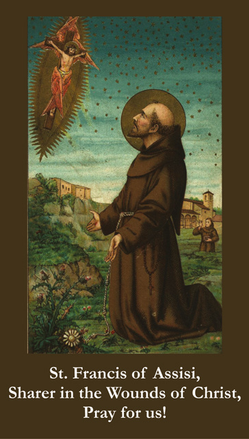 SEPTEMBER 17th: Stigmata of St. Francis Prayer Card***BUYONEGETONEFREE***